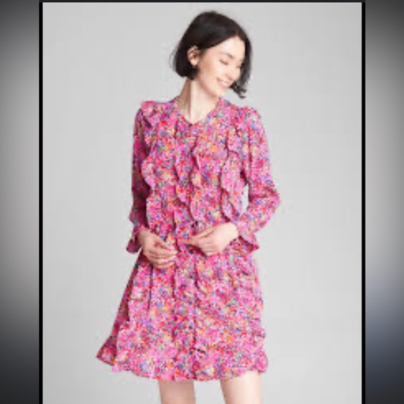 GAP Dresses & Skirts - Gap Floral Pink Ruffle Dress